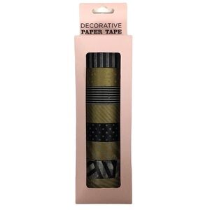 ELUM DESIGNS Washi Paper Tape Decorative Black Gold 8 Rolls Scrapbooking NWT